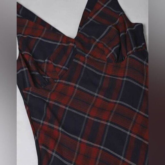 Avec Les Filles Side Slit Fitted Plaid Midi Dress NWT - Picture 3 of 8